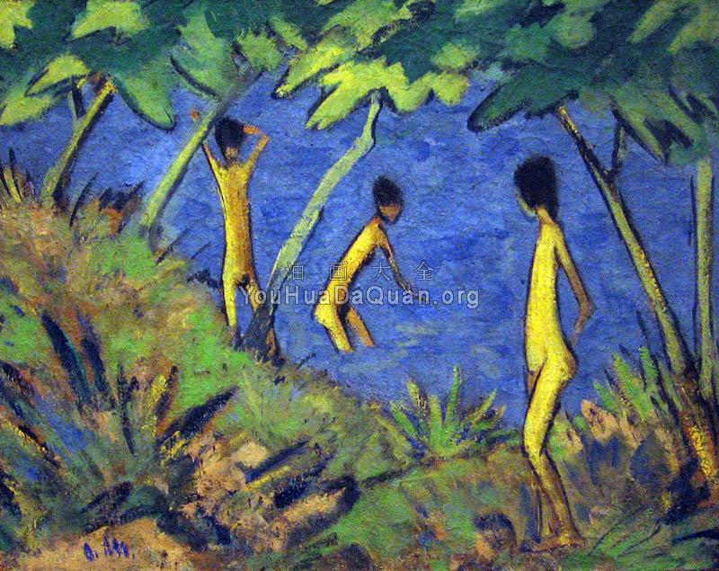 Landscape with Yellow Nudes - 奥托·米勒